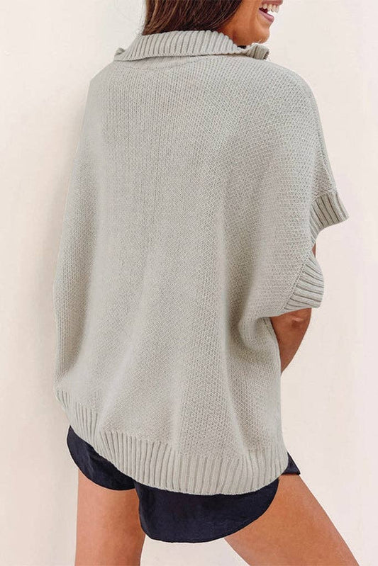 Quarter Zip Short Sleeve Sweater