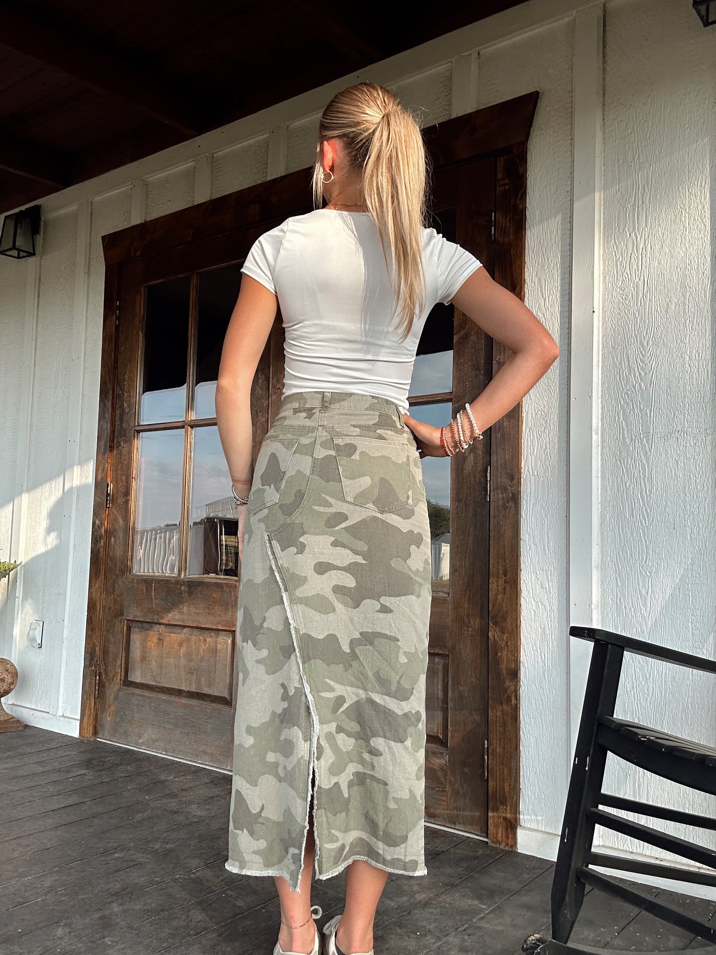 Camo Denim Skirt